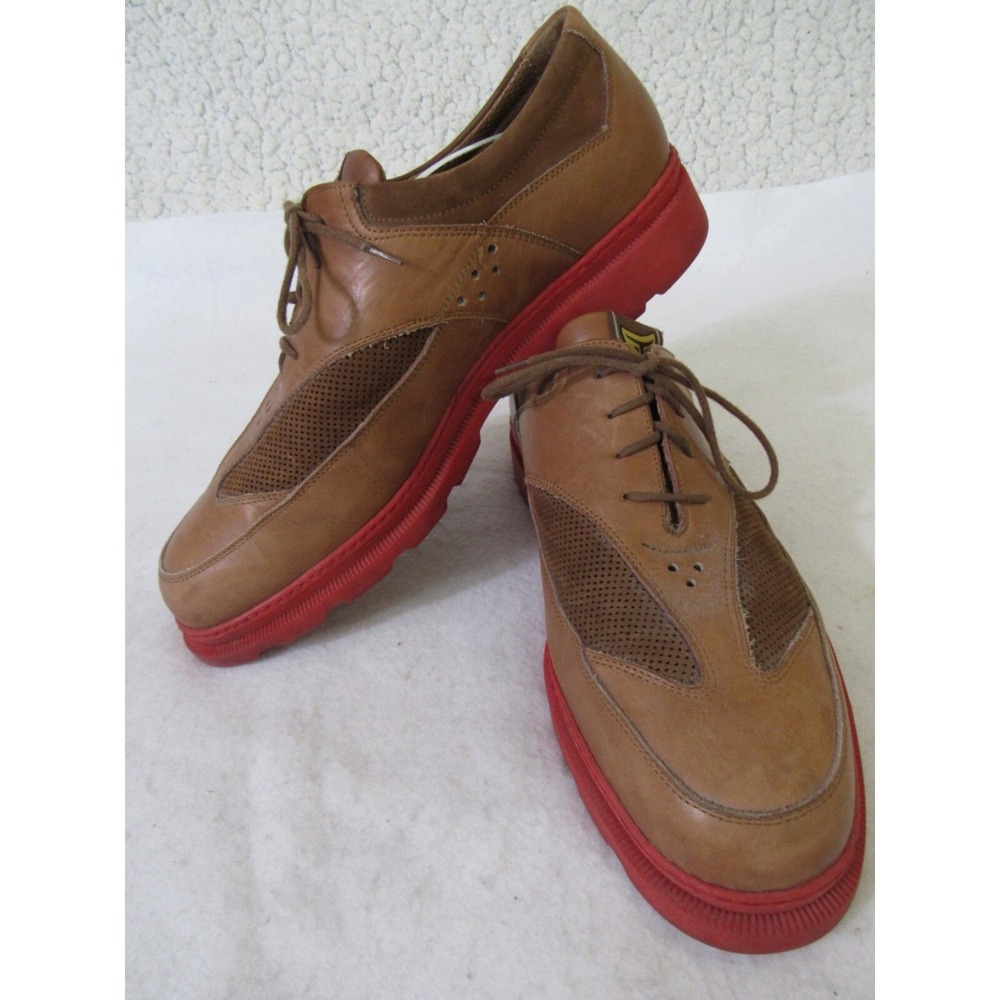 Michael Toschi GX Golf Leather Mesh Shoes Brown Red Sole Size 8.5 Men's‎